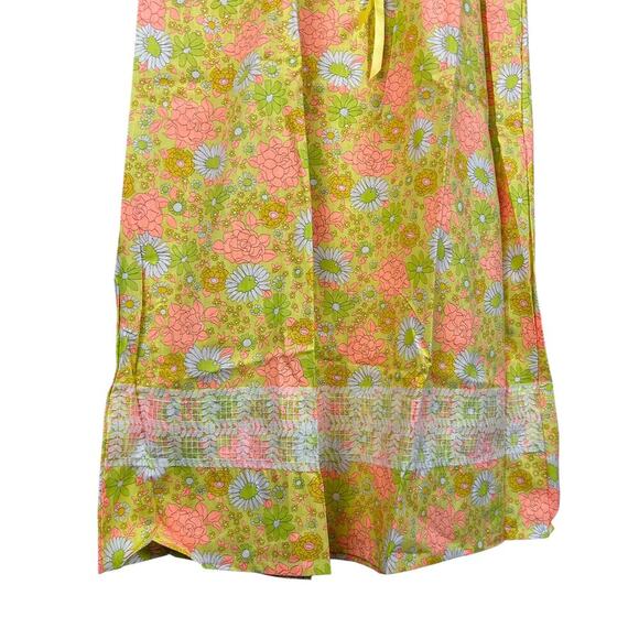Deadstock Flower Power 1970s Pastel Puff Sleeve Maxi Dress S - Picture 4 of 5